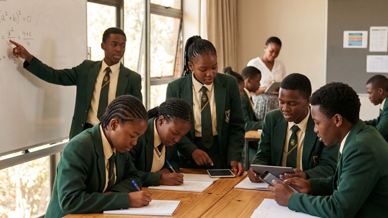 A teacher working with pupils in class